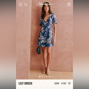 Sezane Lily Dress Blue Ecru Floral